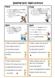 English Worksheet: speaking cards (object pronouns)