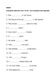 English Worksheet: To be