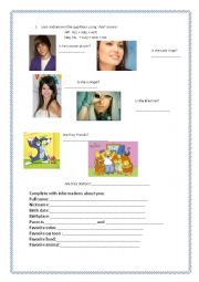 English Worksheet: Short answer and personal information