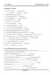 English Worksheet: Revision Work_Articles, The Future and Rephrasing activities