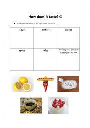 English Worksheet: What does it taste?