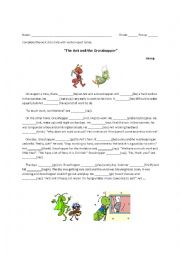 English Worksheet: The Ant and the Grasshopper. Simple Past exercise