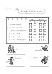 English Worksheet: Arts