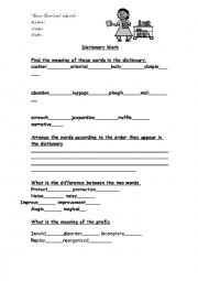 English Worksheet: Working with a dictionary