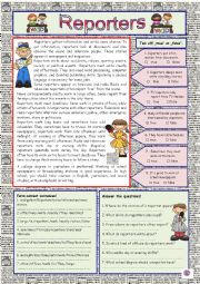 English Worksheet: Reporters (+KEY)