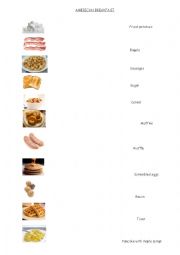 English Worksheet: American Breakfast: a matching exercise