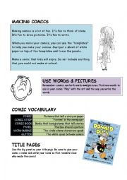 English Worksheet: Writing Comics Introduction and Project Templates 