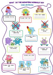 English Worksheet: Simple Present Monsters