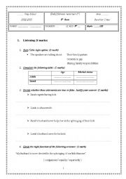English Worksheet: 9th grade mid term test 1