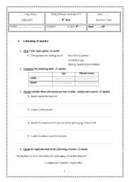 9th grade mid term test 1