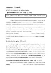 English Worksheet: Language 9th form Mid test N2