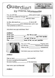 English Worksheet: Guardian Alanis Morissette