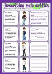 English Worksheet: Describing male outfits - writing