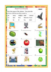 English Worksheet: Short Vowel I