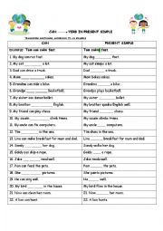 English Worksheet: He can do it - He does it