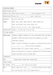 English Worksheet: Despicable Me- Script Workeet (part 1)