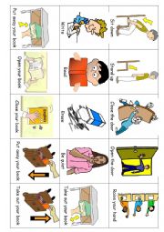 English Worksheet: Actions - Classroom words - small pic & word cards