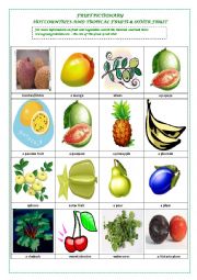 English Worksheet: FRUIT PICTIONARY (part 3  HOT COUNTRIES & TROPICAL FRUITS and OTHER FRUIT) )