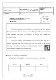 English Worksheet: 7th grade exam