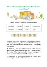 English Worksheet: Natural foods - gap filling exercise