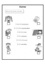 English Worksheet: Games