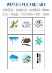 English Worksheet: Winter vocabulary - young children