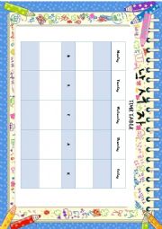 English Worksheet: cute timetable