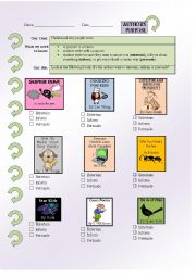 English Worksheet: Comprehension: Authors Purpose