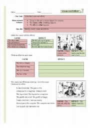 English Worksheet: Comprehension: Cause and Effect