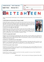 English Worksheet: Test - British Teen (Professional Courses)