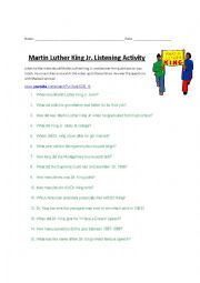 English Worksheet: Martin Luther King Jr Listening Activity