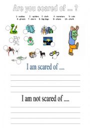 English Worksheet: SCARED OF - What are you scared of .....
