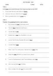 English Worksheet: dictionary test