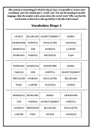 english class bingo english class bingo