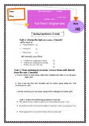 English Worksheet: Full Term Test N1 