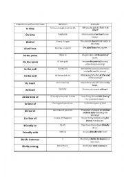 English Worksheet: prepositions with word phrases
