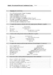 English Worksheet: Simple Present and Present Continuous 