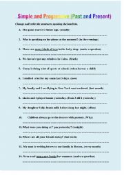 English Worksheet: Simple and Progressieve (present and past)