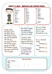 English Worksheet: Irregular verbs poem (The Past Simple)