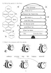 English Worksheet: The Very Greedy Bee 2/3