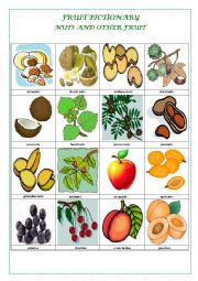 English Worksheet: FRUIT PICTIONARY (part 4  NUTS and OTHER FRUIT) )
