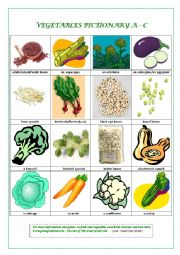 English Worksheet: VEGETABLE PICTIONARY A-C