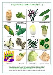 English Worksheet: VEGETABLE PICTIONARY C - J