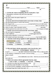 English Worksheet: language test