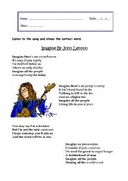 English Worksheet: IMAGINE - J. LENNON