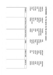 English Worksheet: Categories