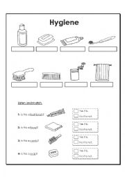 English Worksheet: Hygiene items