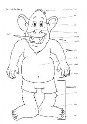 English Worksheet: Bodyparts - monster