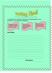 English Worksheet: Five Writing Tasks for different levels