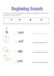 English Worksheet: Beginning Sounds